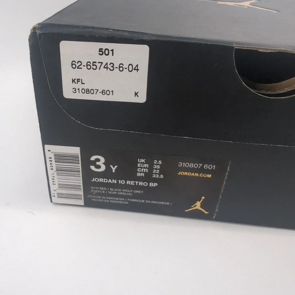 Nike Air Jordan 10 Retro BP Gym Red Black 310807-601 Youth Size 3Y‎ OG Box